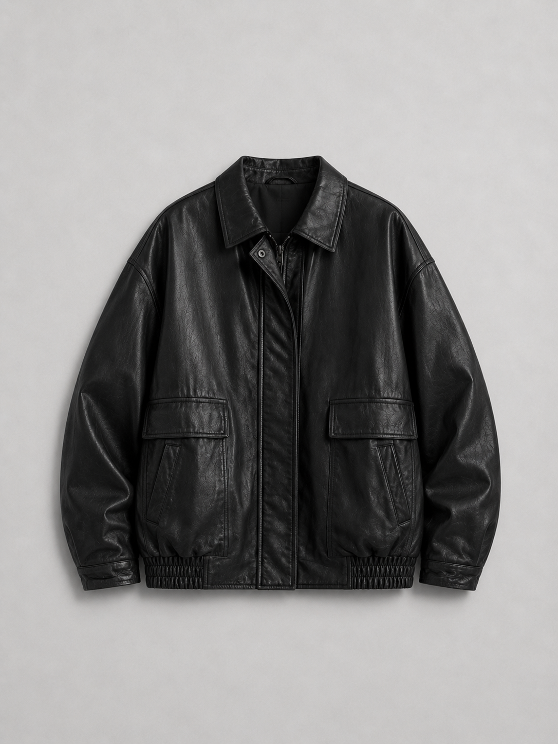 Oversize Bikerjacke aus Kunstleder