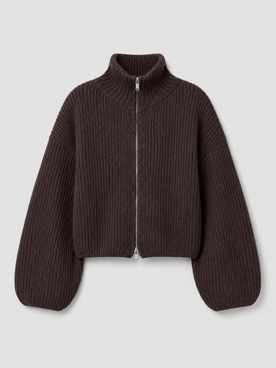 Gestreifter Strickcardigan mit Reißverschluss