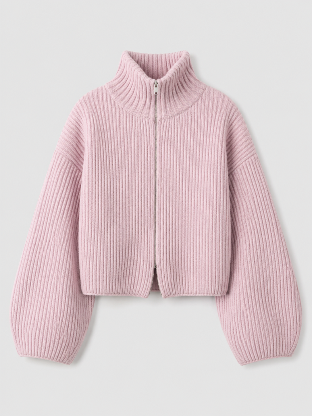 Gestreifter Strickcardigan mit Reißverschluss