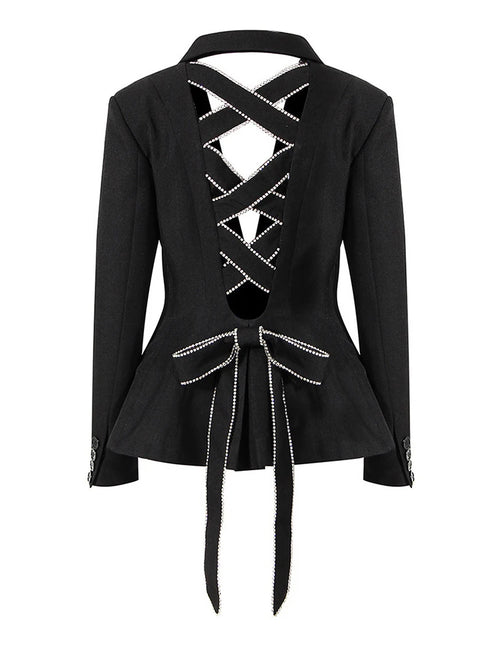 Blazer mit Schleife und Strassdetails