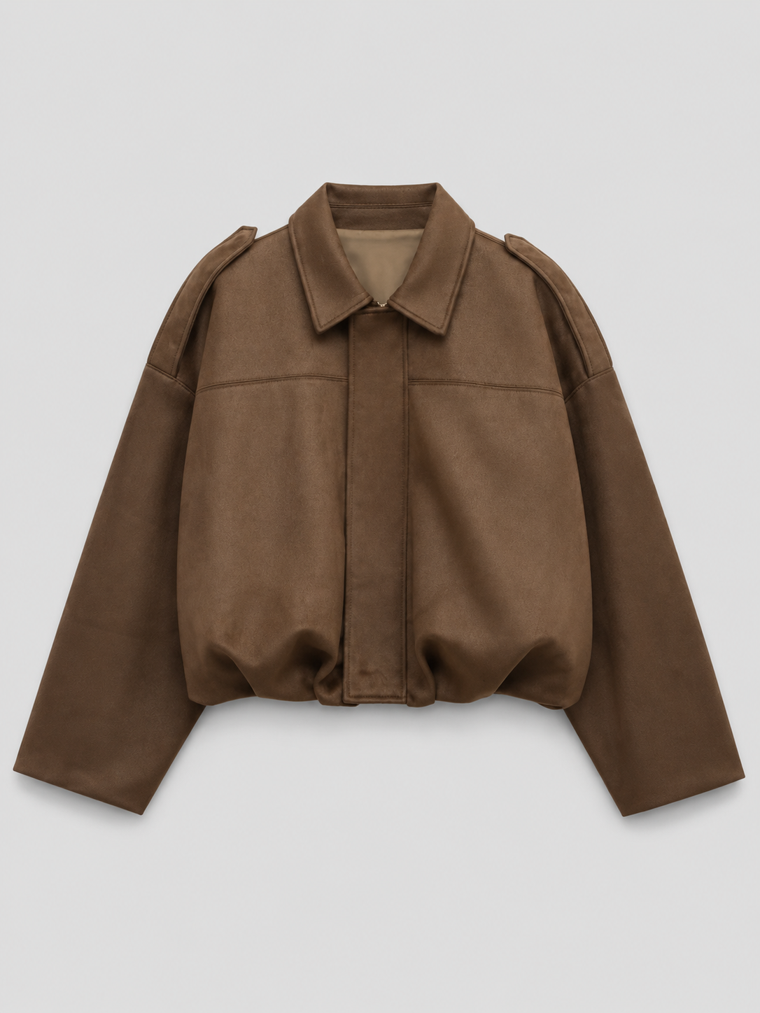 Kurze Bomberjacke aus Wildlederoptik