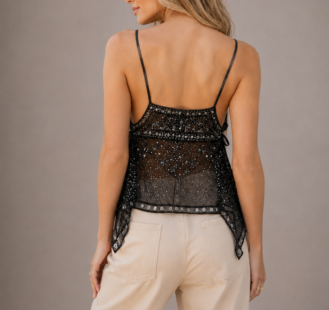 Glitzerndes Neckholder Top