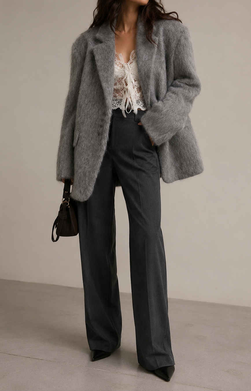 Warmer Damenblazer mit Klappkragen